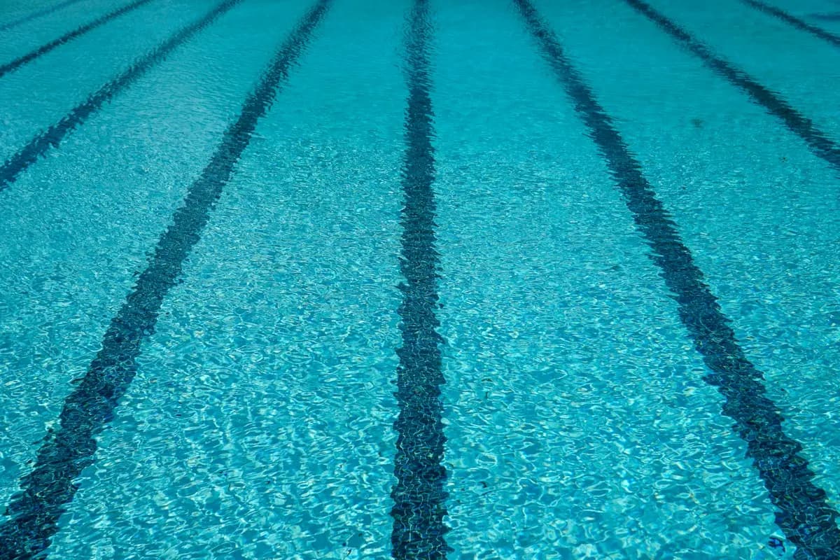 Swimming pool floor with dark lane markings